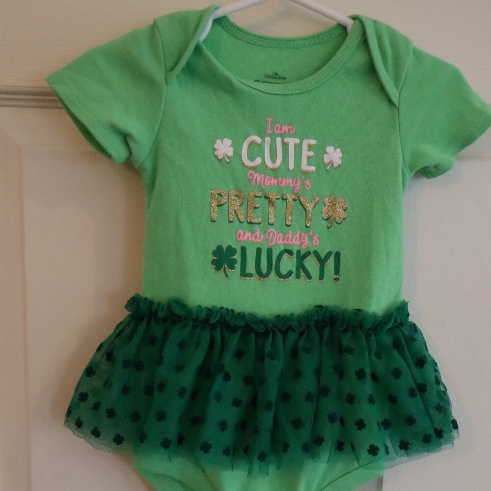 St Patrick's Day Onesie with Tulle Skirt 12m